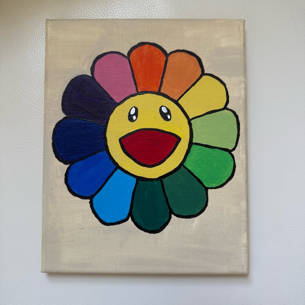 murakami flower painting on canvas